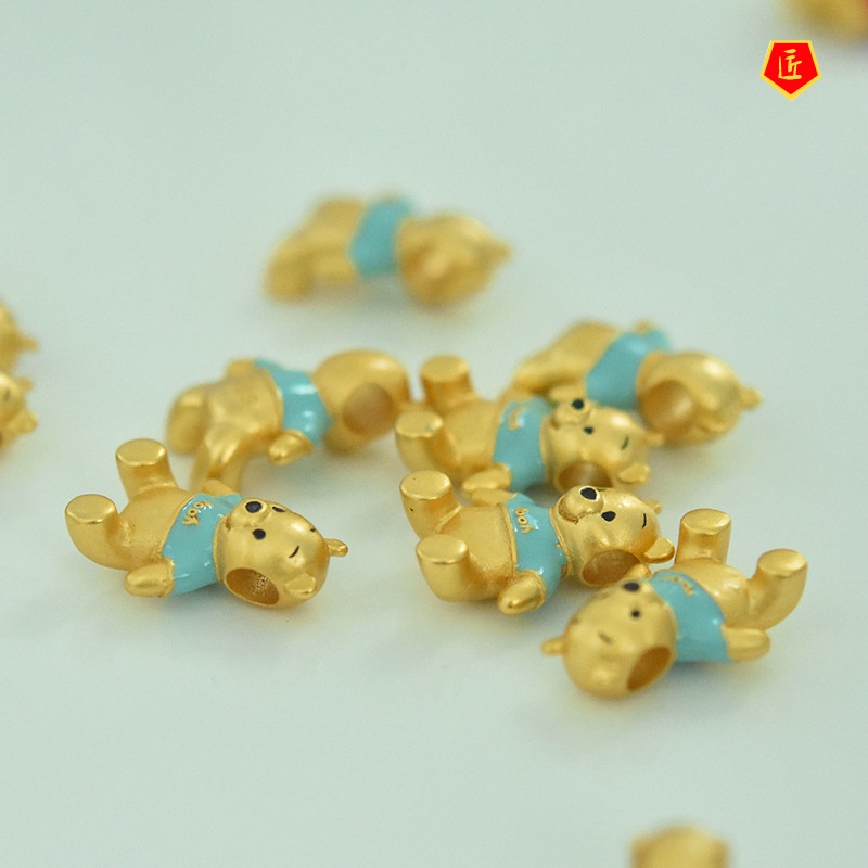 [Ready Stock]3D Golden Cartoon Bear Lucky Beads Bracelet