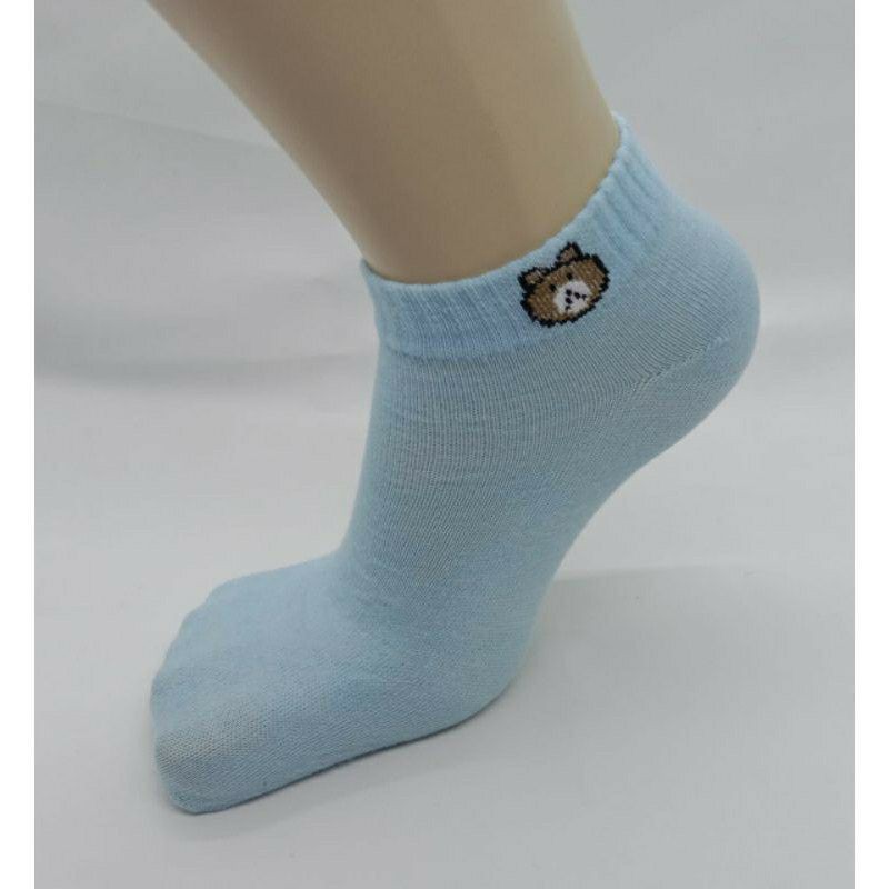 kaos kaki motif beruang pendek mata kaki wanita dewasa / kaos kaki angkle motif bear murah-Toska