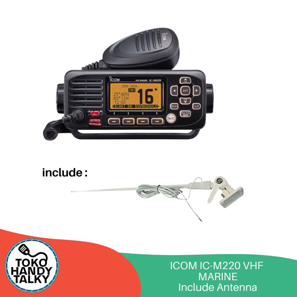 ICOM IC-M220 VHF MARINE PAKET SIAP PAKAI INCLUDE ANTENNA MARINE 156-E