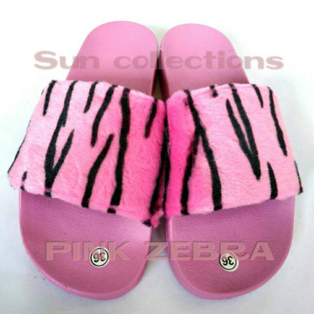 Sandal Selop Karet/Jelly/Rubber Bulu Import Motif Animal