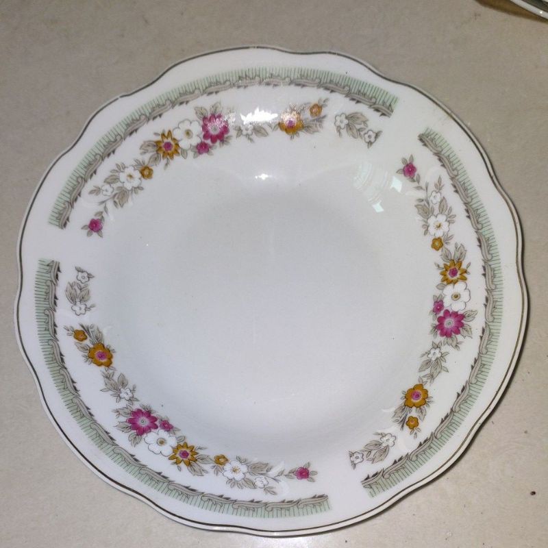 Piring Batu Keramik 7" Bunga Cantik Tebal