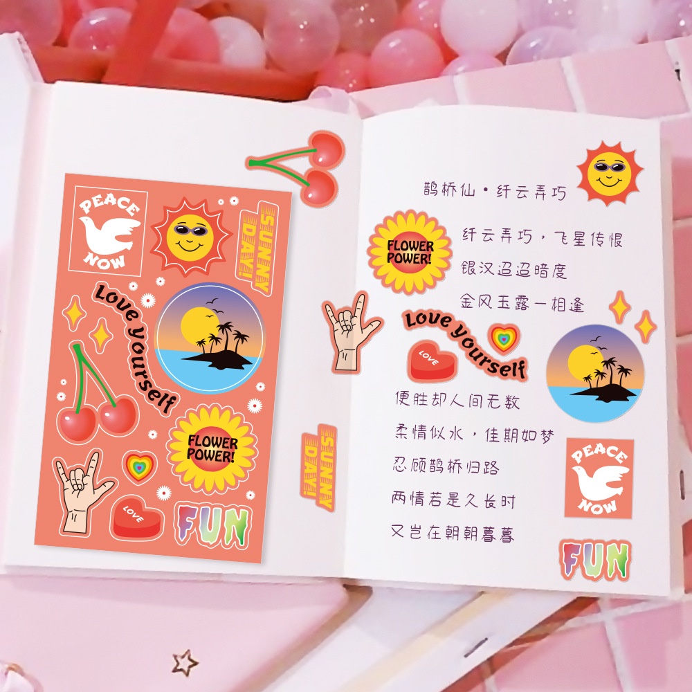 Korea ins stiker kartun kecil jurnal buku bahan dekorasi stiker perekat phone case gaya Korea tangan