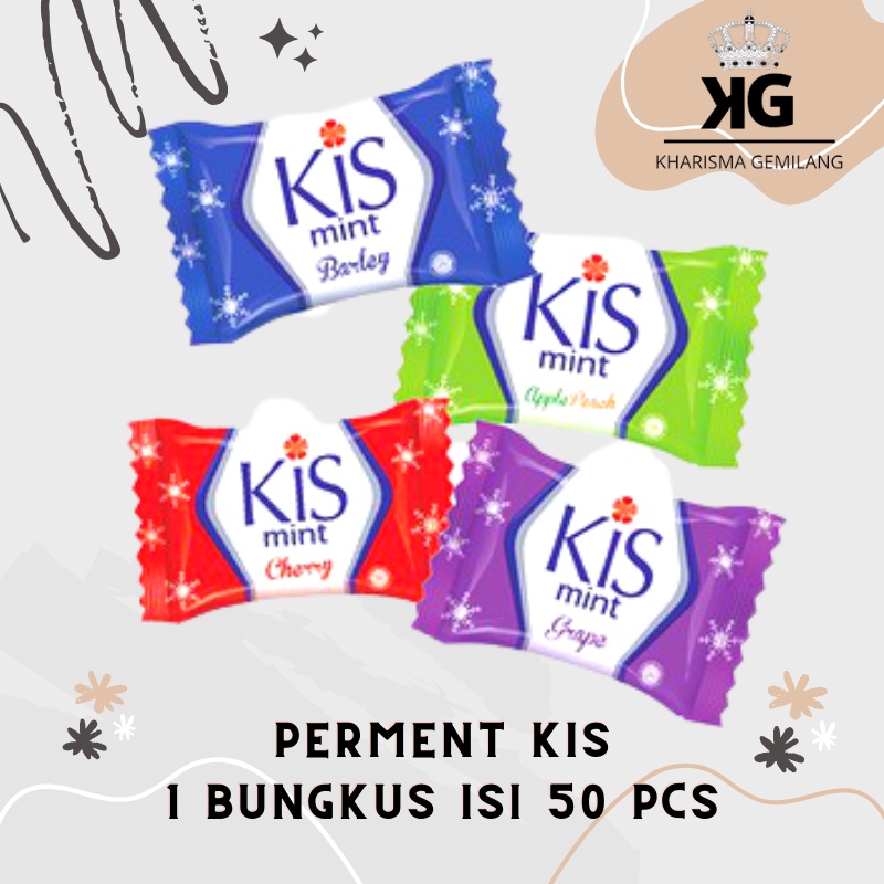 

PERMEN - (1 BUNGKUS) PERMEN KISS [1 BUNGKUS ISI 50 PCS] Permen Anak Manis Pengharum Mulut Penyegar Mouth Rasa Mint Anggur Apel Cherry Barley Murah