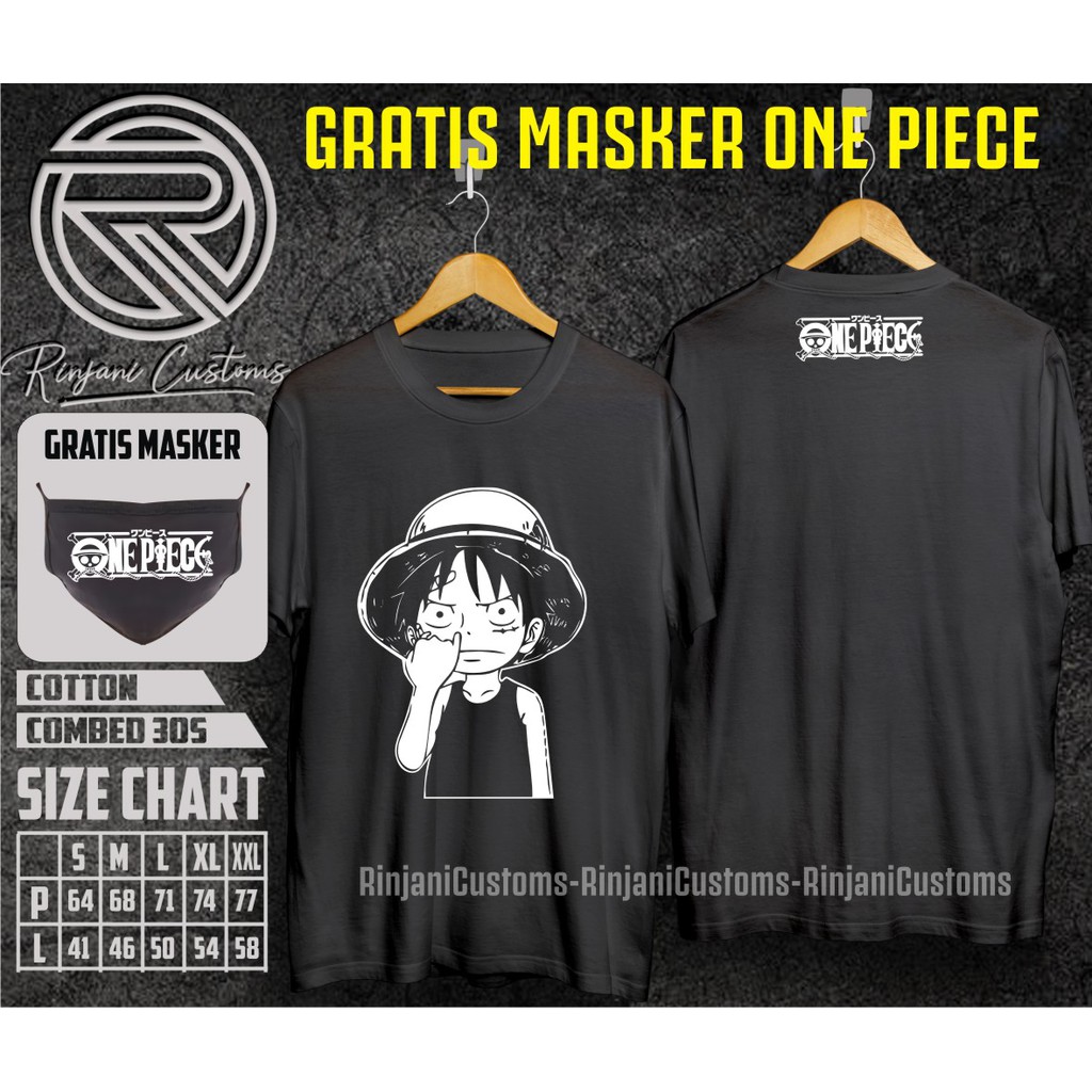 Kaos Lufy One Pice Kaos Anime One Piece Keren Monkey D Luffy Free Masker Shopee Indonesia