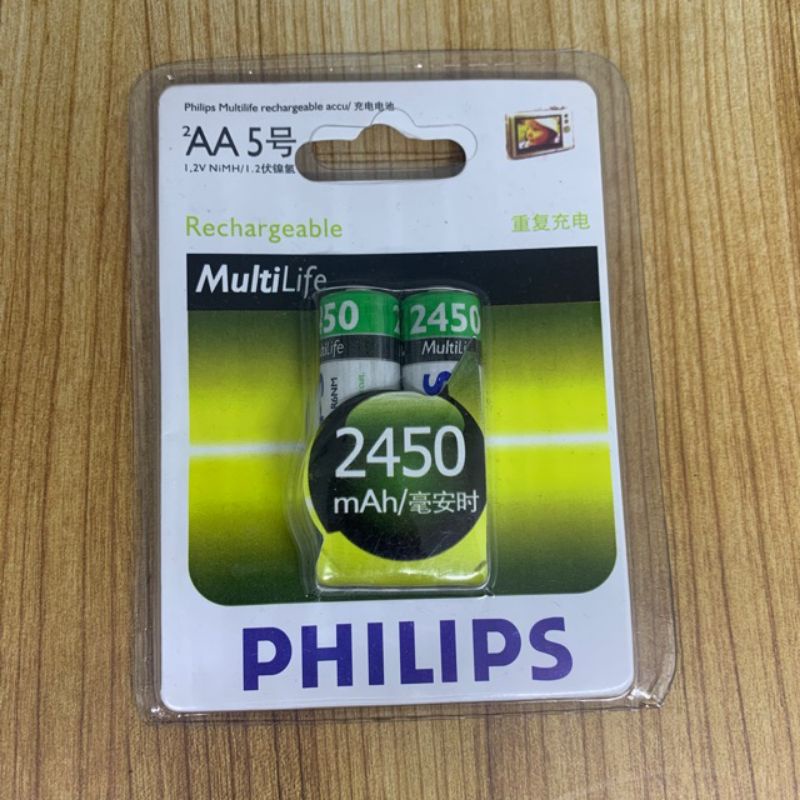 Baterai Charger PHILIPS AA 2450Mah 1.2V Batrei Batre Cas AA Philips 2450Mah Battery Rechargerable