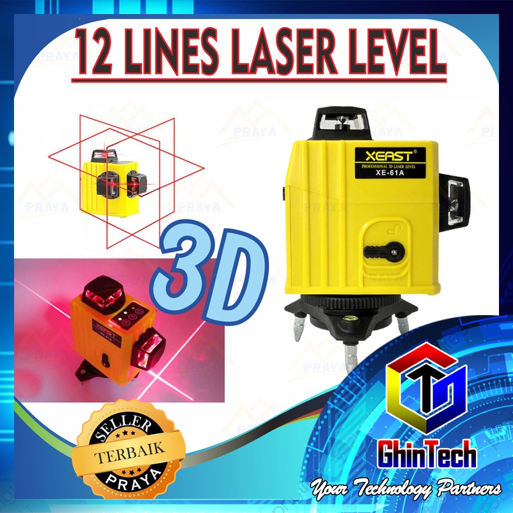 Baru Laser level 12 lines laser level 360 Horizontal Vertical Otomatis