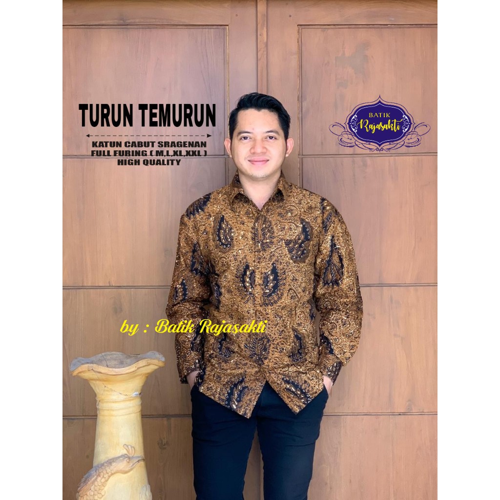 TURUN TEMURUN Kemeja Batik Pria Lengan Panjang Katun Halus FULL FURING Rajasakti