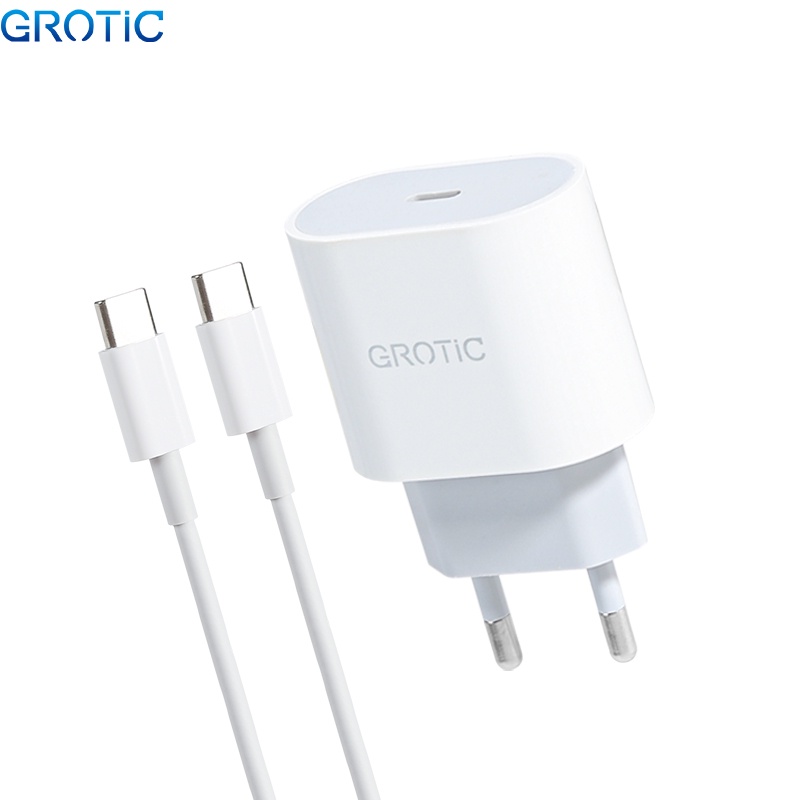 GROTIC Charger PD 20W 2.4A Fast Charging Adapter QC3.0 Type-C PD Charger untuk Iphone 12 X Xs 8 Xiaomi Phone-2