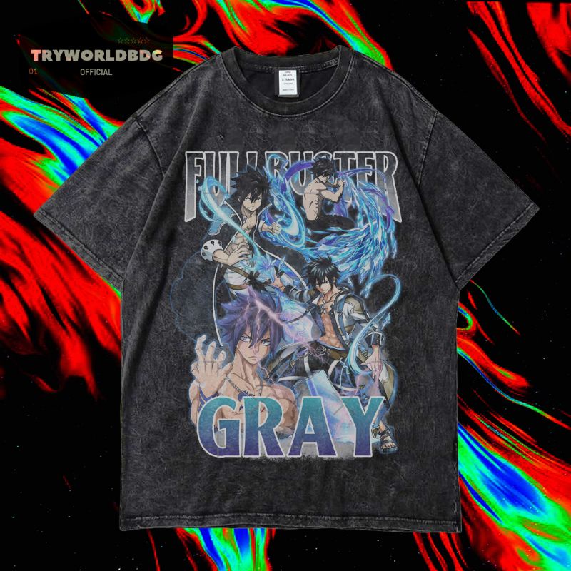 KAOS OVERSIZED / KAOS WASHED / OVERSIZED T SHIRT / KAOS GRAY FULL BUSTER VINTAGE TEE