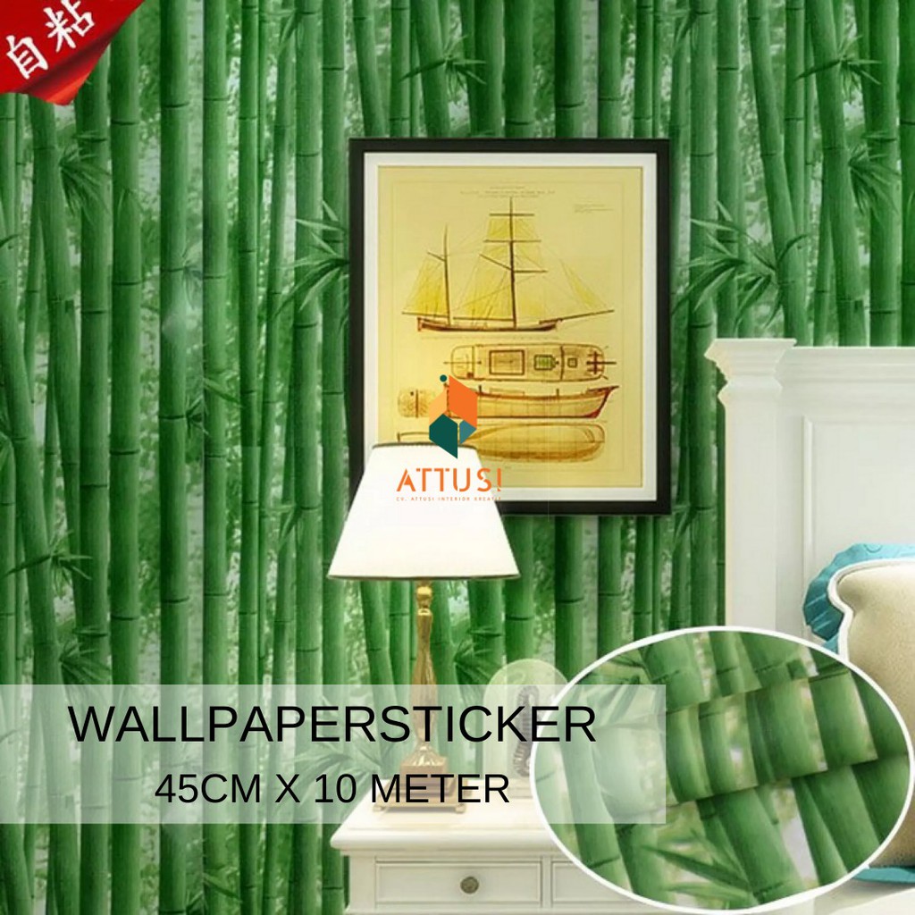 (Bandung) Wallsticker Dinding Motif Bambu 45cm x 10 meter / Wallpaper stiker dinding motif bambu hij