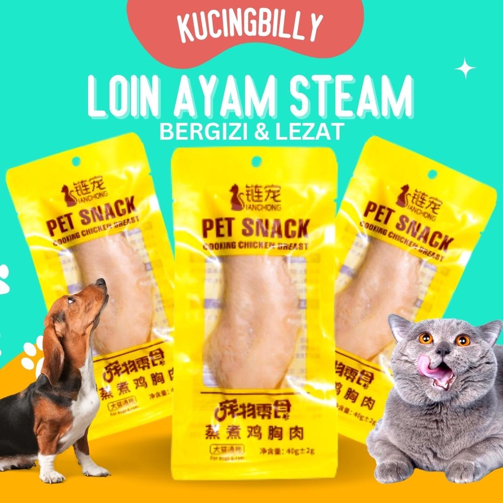 Loin ayam steam kucing anjing 40gr