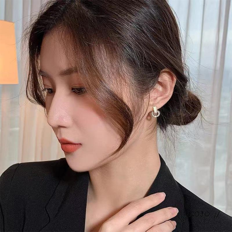 Anting Tusuk Gantung Desain Geometri Hias Zircon Gaya Simple Untuk Wanita ol2