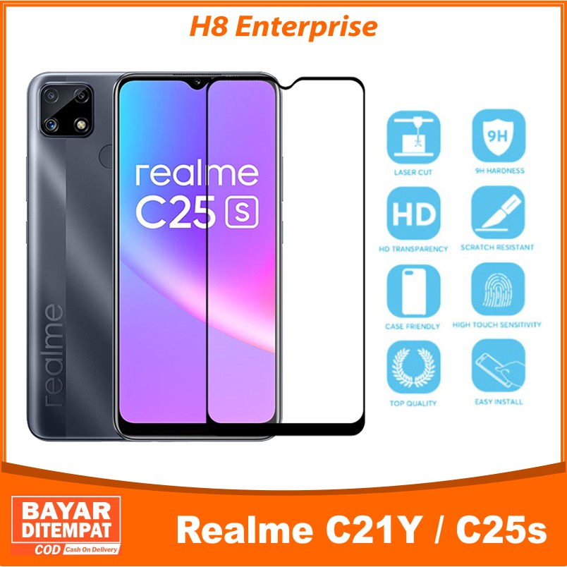 Tempered Glass Full for Realme C21Y / Realme C25s Tempered Glass 9D Full Layar