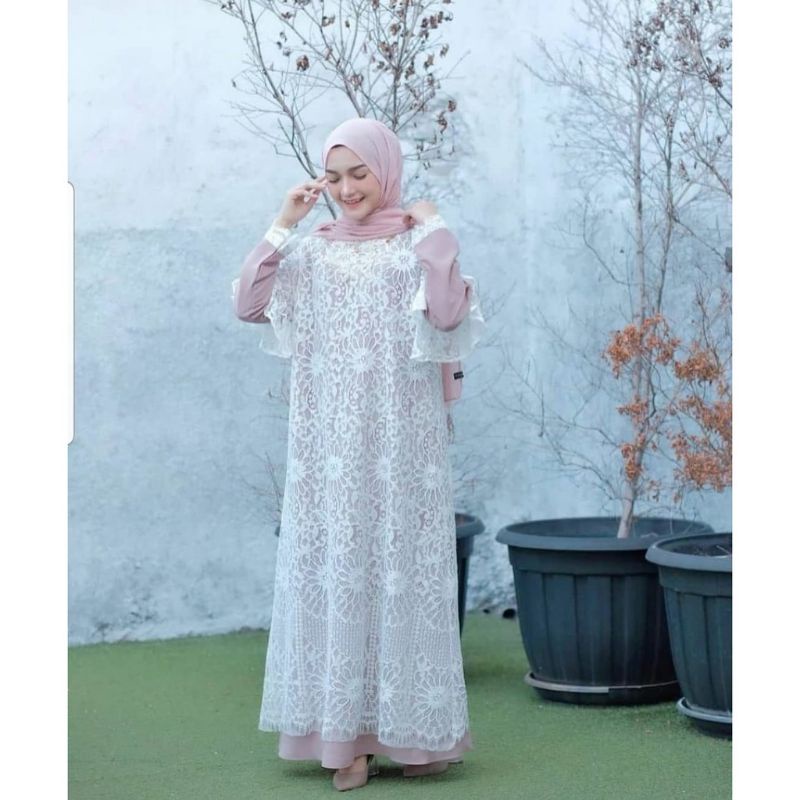 ALUNA DRESS BRUKAT | GAMIS BRUKAT | DRESS PANJANG | OUTFIT KONDANGAN