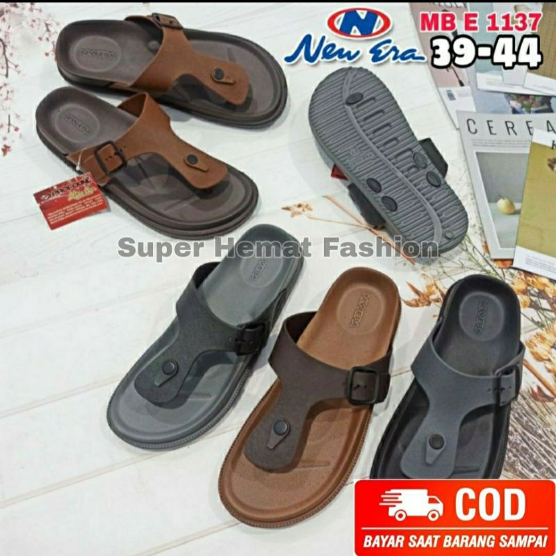 New Era MBE 1137 Sandal Jepit Pria Dewasa karet Sendal Japit Distro Empuk Original Laki-laki Cowok Casual Nyaman Dipakai Murah Kekinian