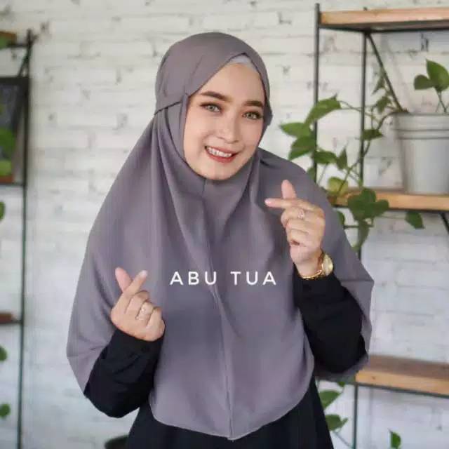 PREMIUM Simpel Wolfis size M (Bergo Rubiah Tali Khimar Instant Non Pet Antem Hijab Instan Wolvis)