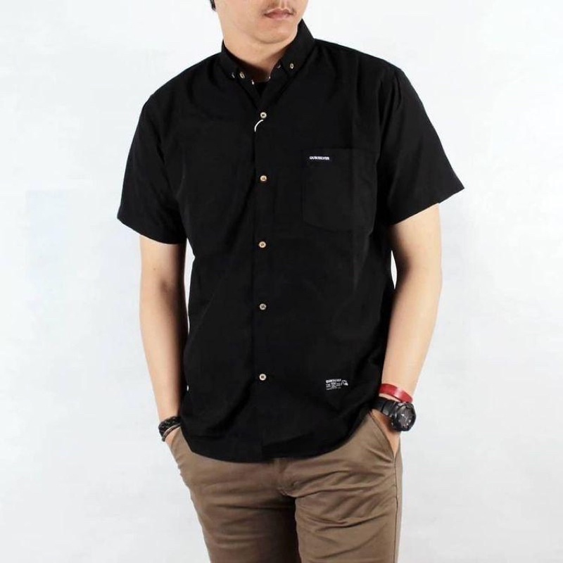 KEMEJA HEM PRIA LENGAN PENDEK MOTIF POLOS PREMIUM QUALITY