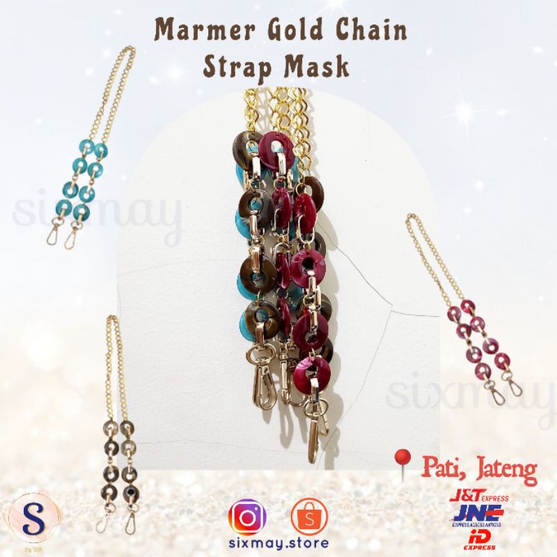 Strap Masker Marmer Rantai Gold/Kalung Masker Rantai/Strap Masker Rantai / Chain Strap Mask