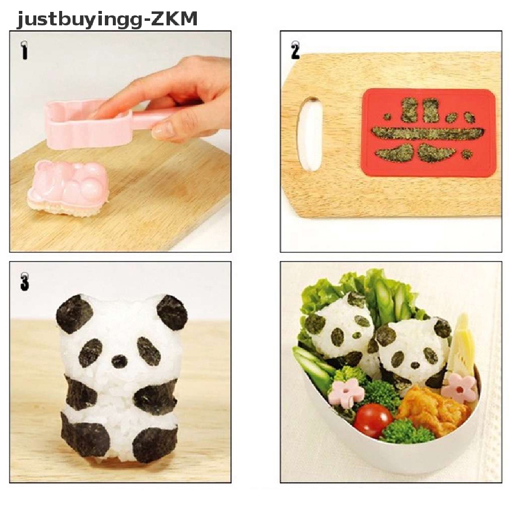 Set Cetakan Pembuat Bola Nasi Sushi Onigiri Onigiri Bento Bentuk Panda 3D DIY