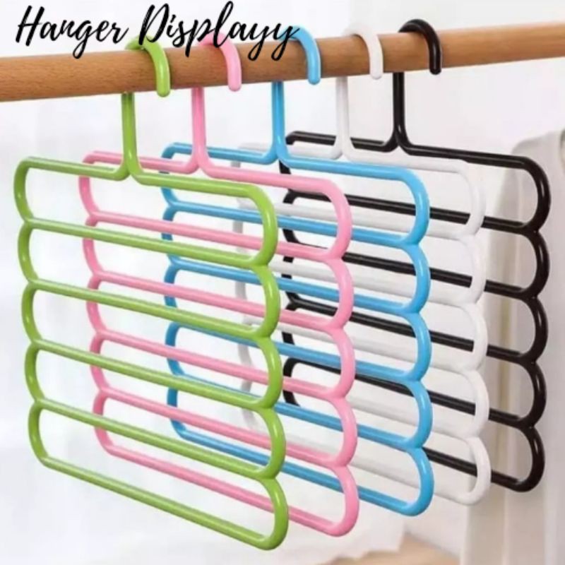 Hanger Gantung 5 in 1 / Hanger Baju 5 Susun / 5 Holes Laundry Gantungan Baju Multifungsi Scarf Hijab JIlbab Pakaian 5 layer / Serbaguna