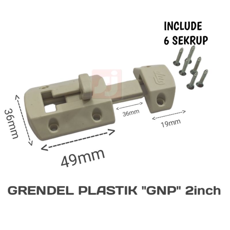 Grendel plastik GMP 2&quot; - gerendel pintu pvc 2&quot;