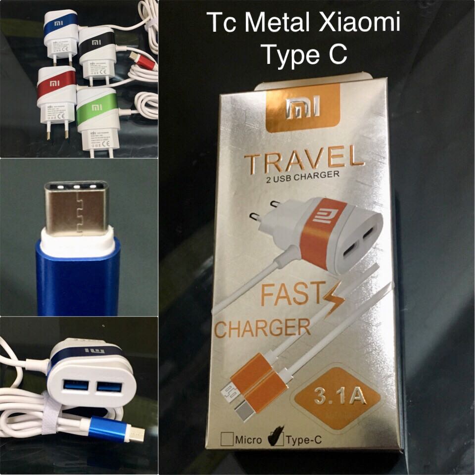 Travel Charger Asus Xiaomi 2 USB 3.1A Micro USB Type C Fast Charger (Metal)