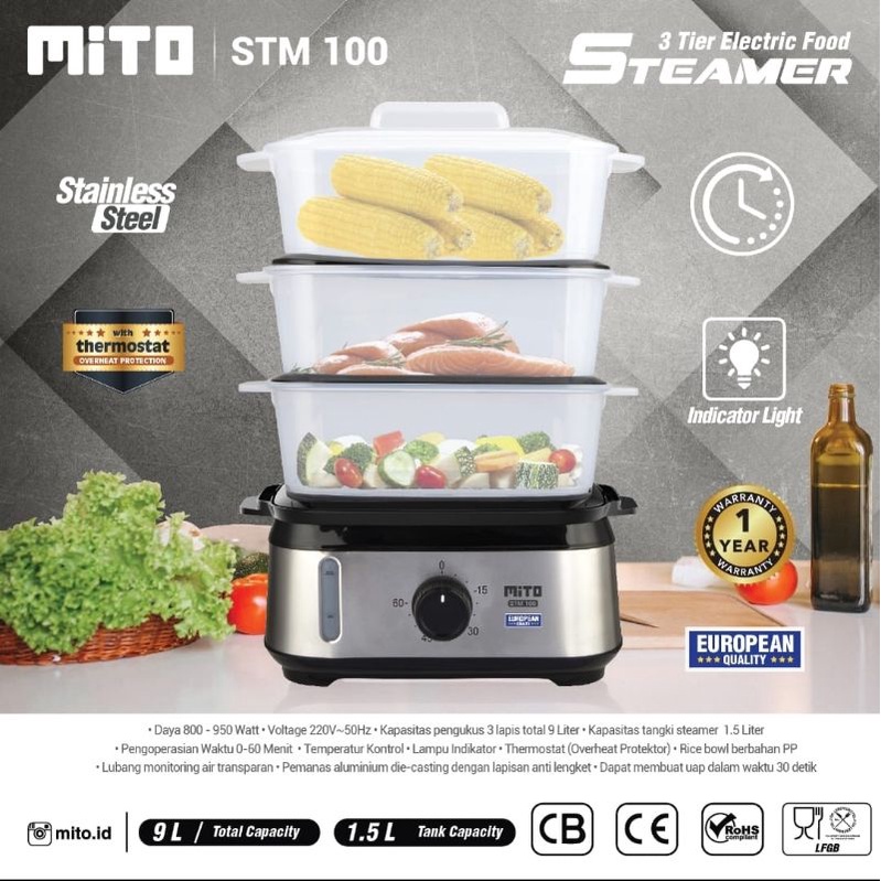 Mito Electric Food Steamer STM-100/ Mito Pengukus Makanan Original 