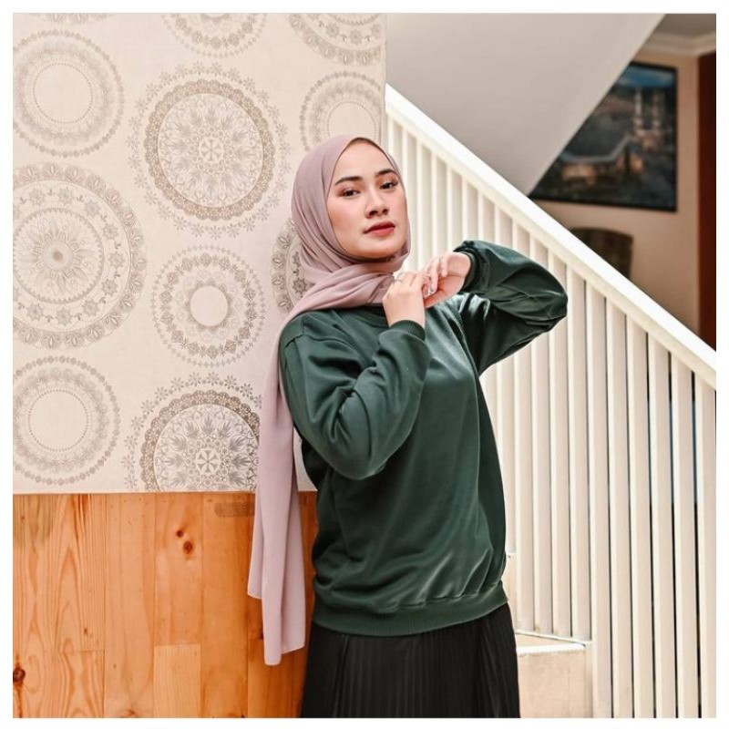 Basic Sweater Polos Fleece Unisex-Hijau