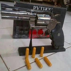 Murah Korek Api Pajangan Motif Pistol Revolver Phyton 357 Metal Silver keren