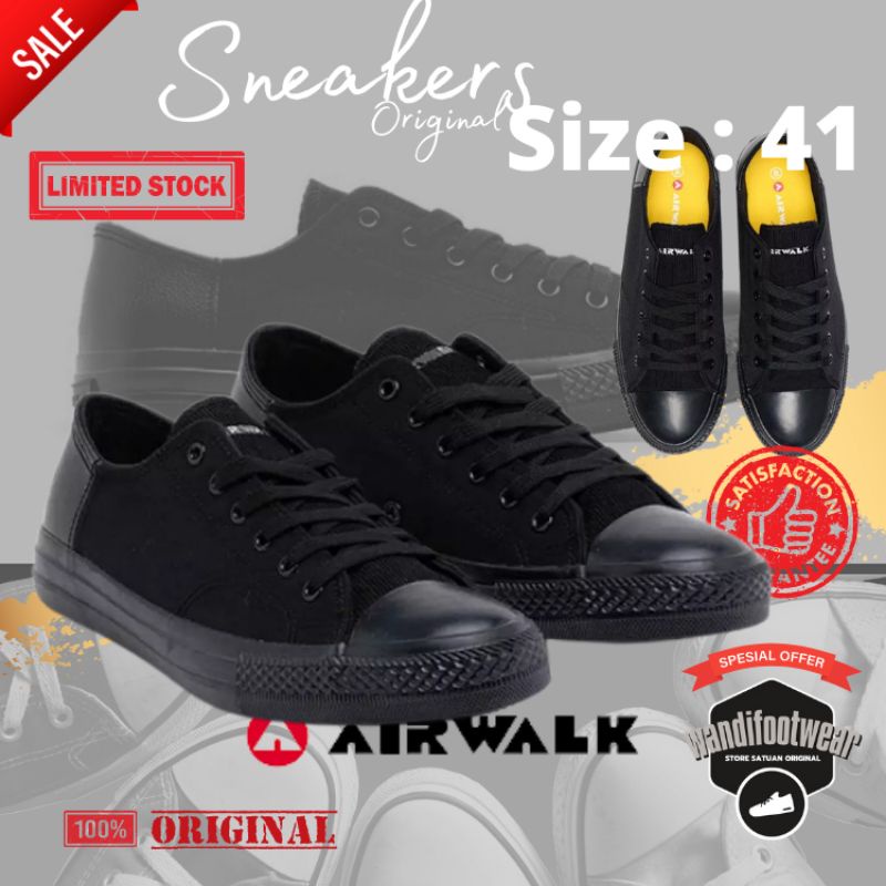 sepatu sekolah dan kuliah Airwalk JIVAN Men's Sneakers Shoes - Mono Black original