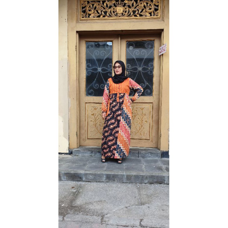 gamis katun batik cap mix lurik soraya