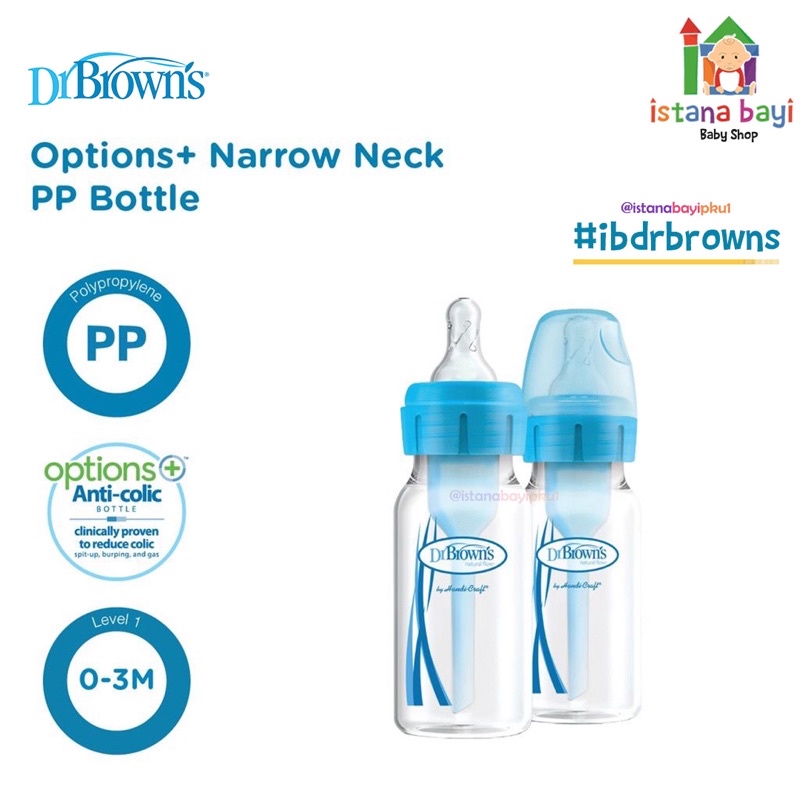 Dr. Brown's 4oz/120 ml PP Narrow neck/&quot;Option+ 2 Pack/Botol Susu SB42405