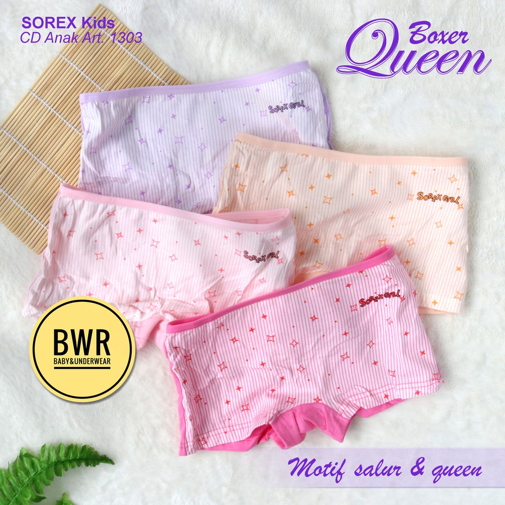 [ 2pc ] CD Boxer Sorex 1303 Anak | Celana Dalam Boxer Anak Perempuan 1303 - Bwr