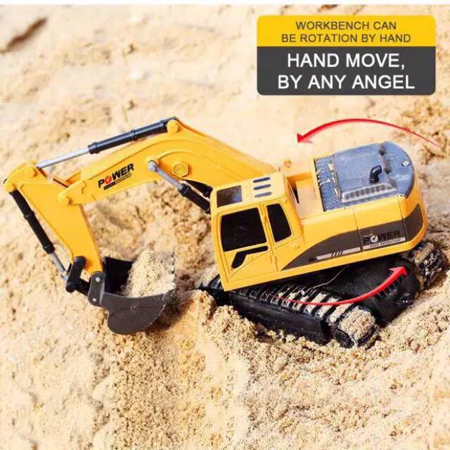 mobil RC excavator mainan truck beko 360 remote control besi 1:24