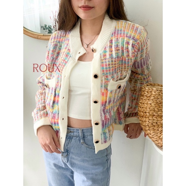 ShopAtRoux - SoHee Colorful Cardigan / Kardigan Lengan Panjang Rajut Warna Warni