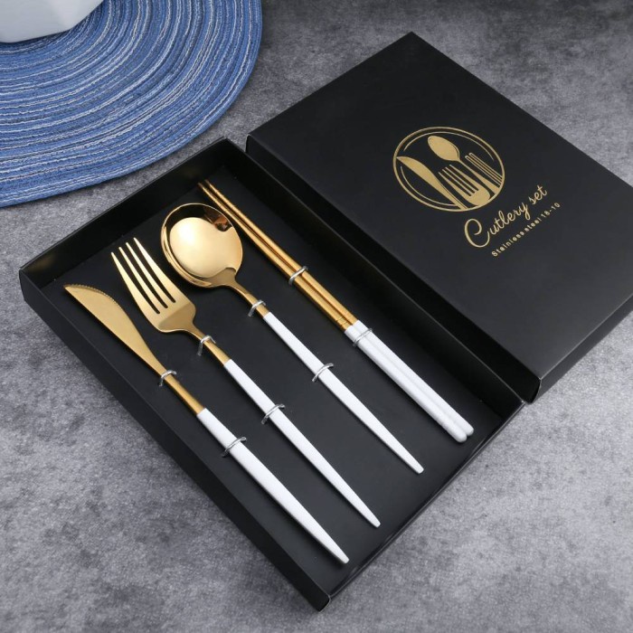 Cutlery Set - Nordic/Korea Cutlery Set 4 Pieces Cutlery Set With Gift Box-Fin27