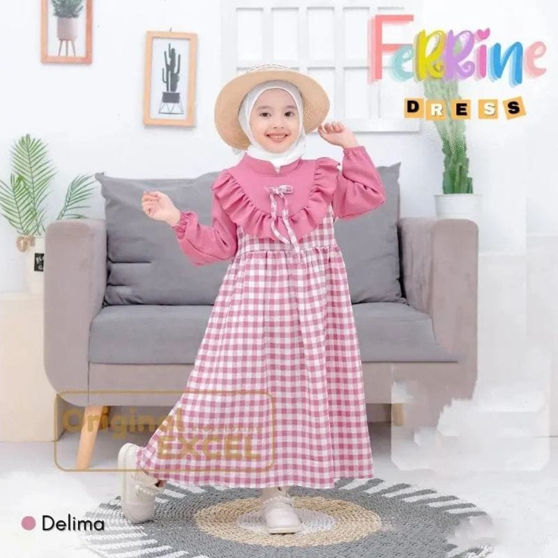 Gamis Terbaru Ferrine Dress Kids Gamis Anak Tanggung Umur 9-12 Tahun Pakaian Muslim Anak Perempuan Baju Anak Cewek