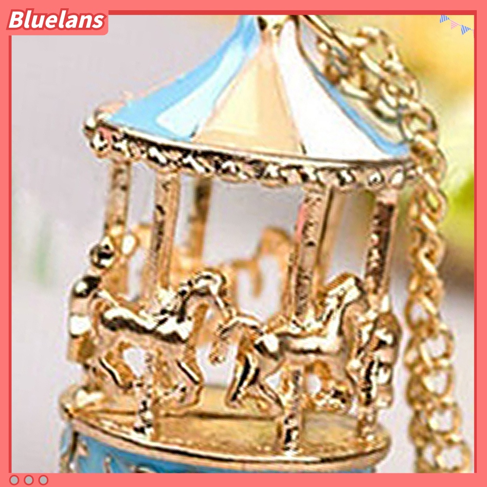 Bluelans Sweet Enamel Carousel Merry Go Round Horse Charm Pendant Sweater Chain Necklace