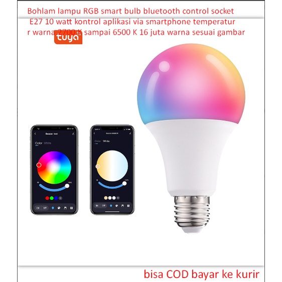 Jual Bohlam Lampu RGB Smart Bulb Bluetooth Control Socket E27 10 Watt ...