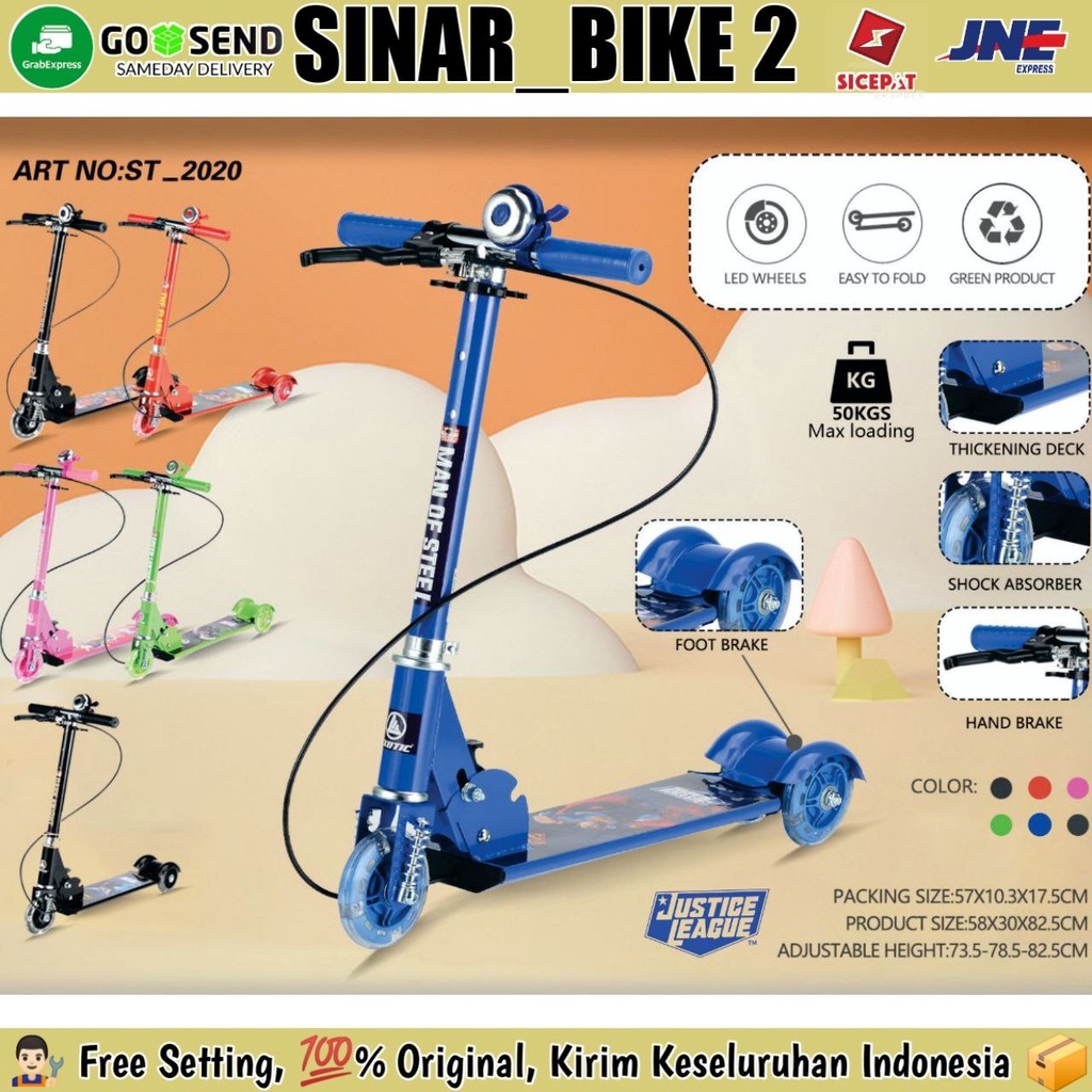 Skuter Scooter Anak EXOTIC ST 2020 Karakter Justice League Rem Tangan