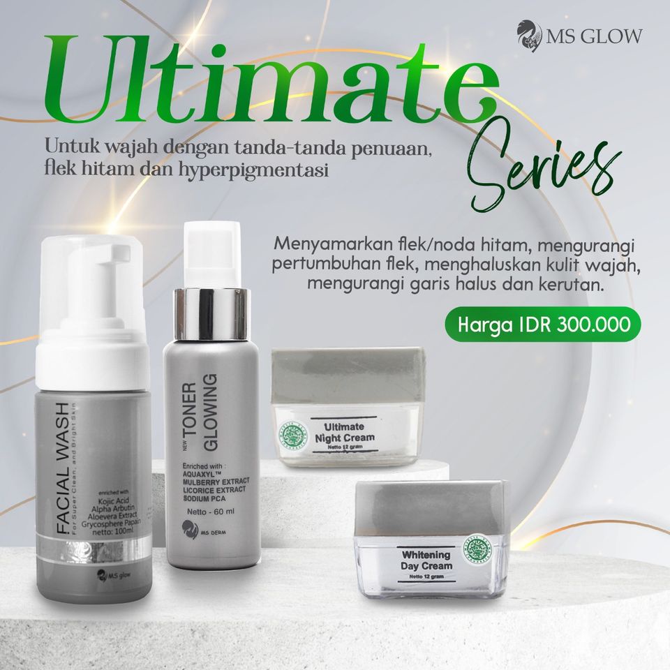 MS Glow Paket Wajah Ultimate Series Basic Rumah Cantik 354 Paket Perawatan Memudarkan Flek dan Noda Hitam Di Wajah