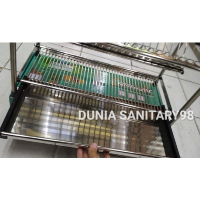 Rak piring INOBE 2 susun STAINLESS SUS 304 Tirisan piring dapur Stainless stell