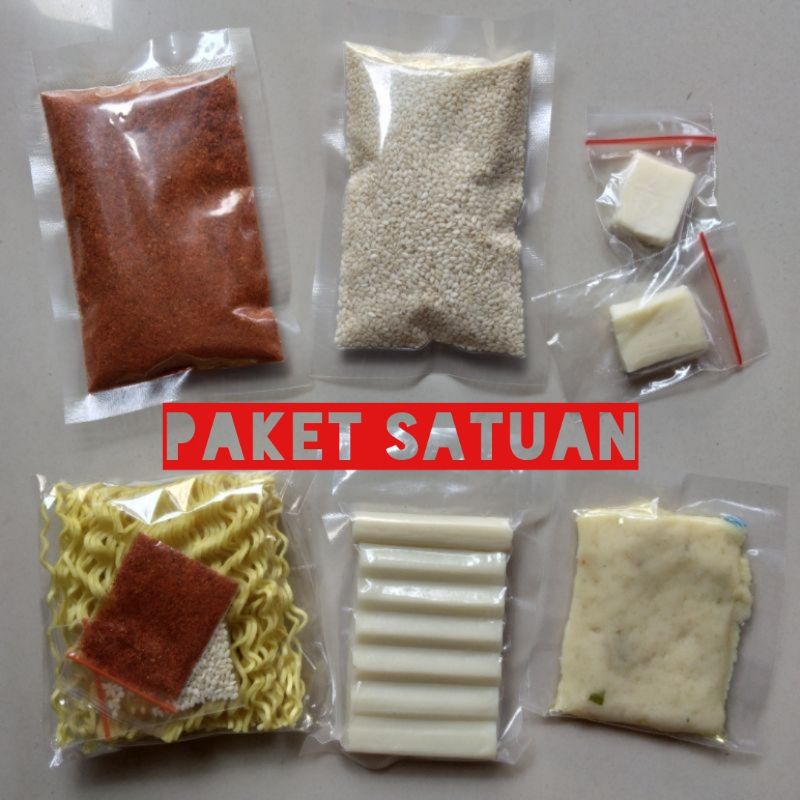

Tteok (Rice Cake) / Topokki / Odeng (Fish Cake) / Keju Mozzarella Kimchi Satuan