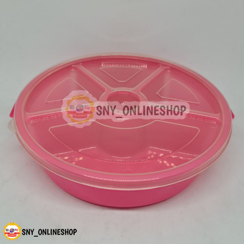 Jual Lunch Box Catering / Lunch Box Bulat / Lunch Box 4 Sekat Pink Plastik Galaxy Plast Shopee