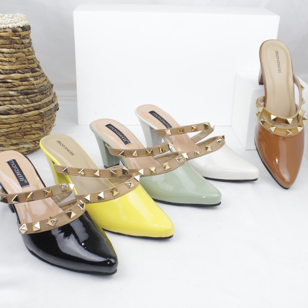 Heels Strappy Wanita Sandal Pesta Undangan Santai Cewek Emory Hiil Mur SN480 Sendal Hak Wanita  Bn