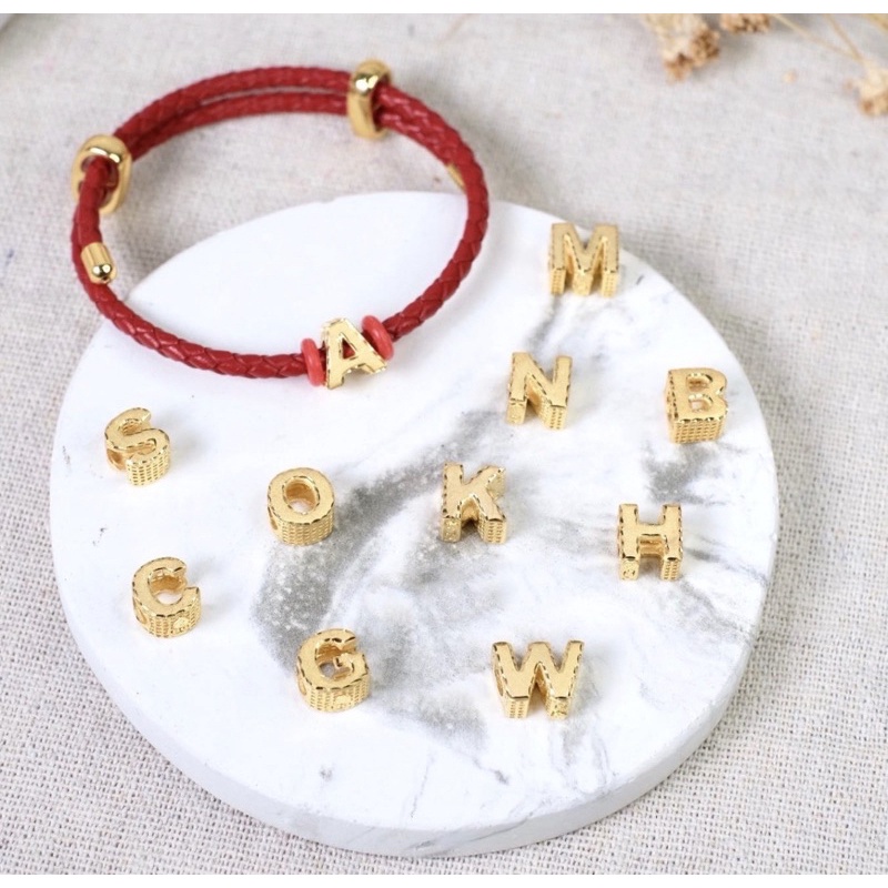 Gelang Tali Charm Huruf M R A G B K i S H K M  Emas Charm Termurah Kadar 700