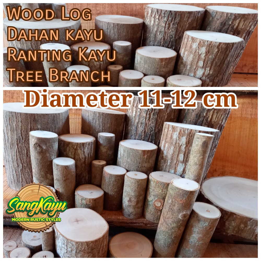 Kayu dahan kayu diameter 11-12 cm bahan craft dekorasi hiasan dinding