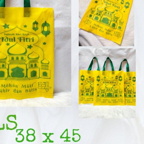 

TAS KAIN LEBARAN / GOODIE BAG IDUL FITRI SIZE 38 X 45 1 SISI PER LUSIN - Hijau