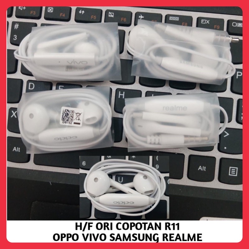 BOS - HF COPOTAN BRAND SAMSUNG OPPO VIVO REALME XIAOMI | HEADSET HANDSFREE HENSET + MIC BRANDED MEREK HP