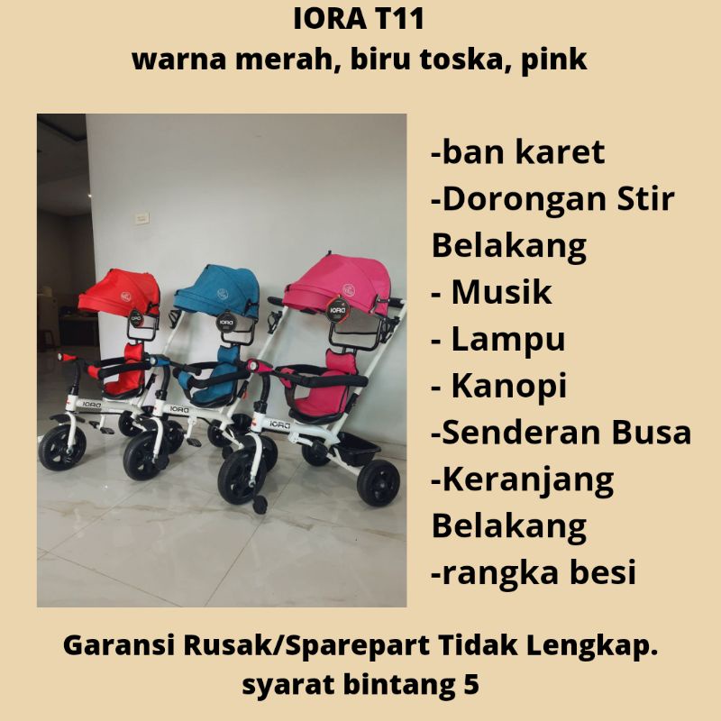 COD Free Ongkir Sepeda Anak Roda Tiga Stroller Rebahan Bergaransi Family Iora Exotic Aviator Yukita Pacific Kursi Bisa di Putar Aman Sabuk Pengaman Murah Berkualitas Aman untuk usia anak 6 bulan ke atas